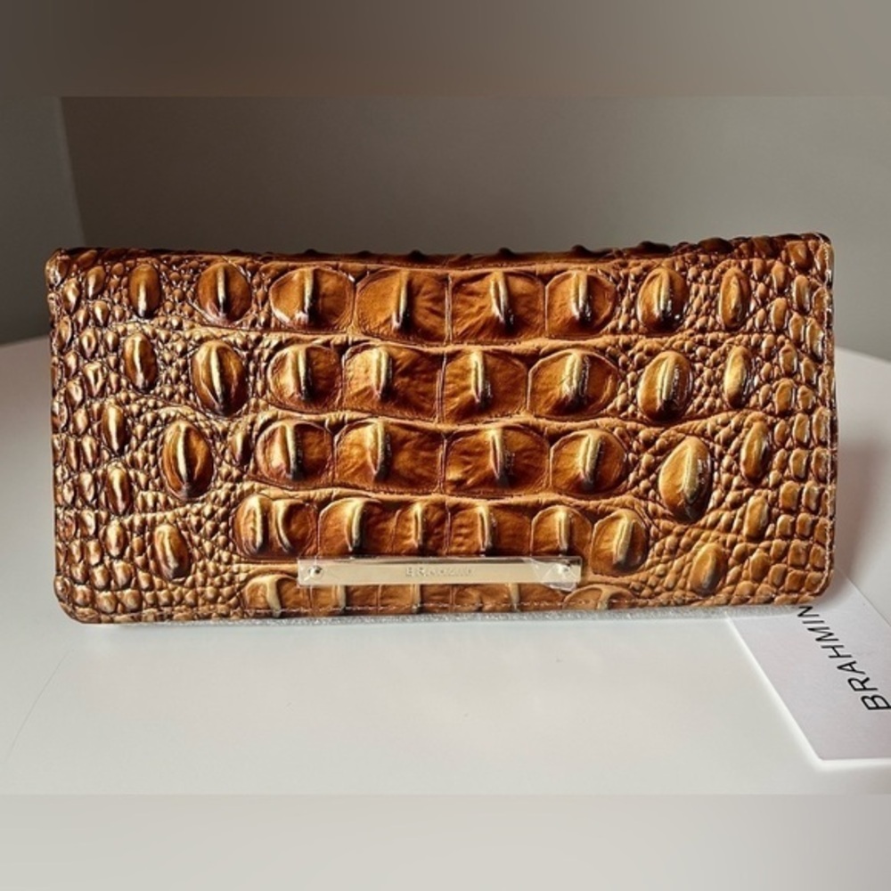 Brahmin Ady Wallet Teak Melbourne Croc-Embossed Leather NWT